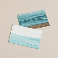 Two blue watercolor cards painting in ombre style