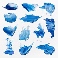 Blue paint smudge textured vector brush stroke creative art graphic set