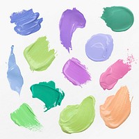 Colorful paint smear textured vector brush stroke creative art graphic collection