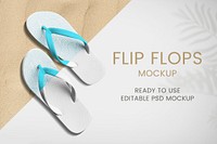 Summer flip-flop shoes mockup psd women&rsquo;s apparel
