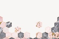 Luxury hexagon tile collage element, off white design psd