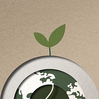 Tree growing on globe psd save the planet campaign