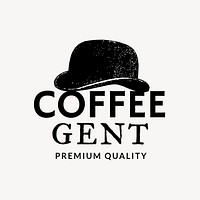 Editable coffee shop logo psd business corporate identity with text and retro bowler hat
