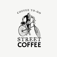 Editable coffee shop logo vector business corporate identity with text and bicycle