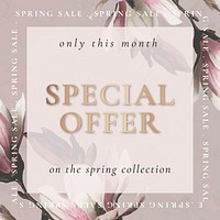 Editable flower template vector for spring sale