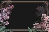 Gold frame vector with lilac border on black background