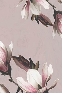 Magnolia border vector on beige background