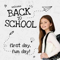 Back to school template vector with cute student