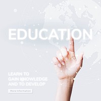 Global education template vector future technology