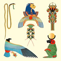 Egyptian design vector illustration set, remixed from public domain artworks