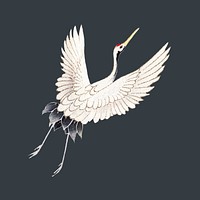 Vintage Japanese crane psd illustration, remixed from public domain artworks