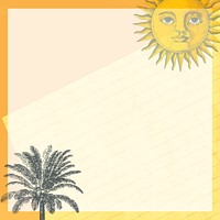 Frame psd with sun and palm tree mixed media, remixed from public domain artworks
