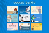 Summer quote vector editable template set, remixed from public domain artworks