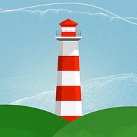 Lighthouse background in red and white color mixed media