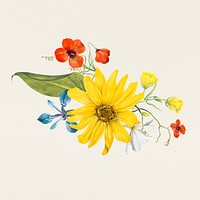 Vintage summer flower psd illustration, remixed from public domain artworks