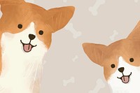 Cute Corgi dog background vector hand drawn illustration