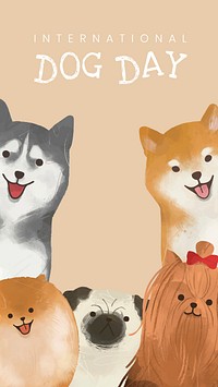 International dog day template vector social media story