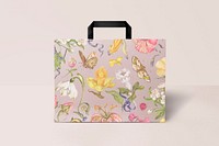 Paper shopping bag in pink floral pattern vintage style