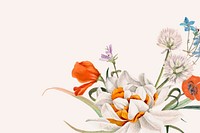 Colorful flower background vector illustration with design space, remixed from public domain artworks