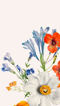 Floral mobile lockscreen wallpaper vector, remixed from public domain artworks