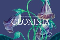 Floral web banner template vector with gloxinia flower background, remixed from public domain artworks