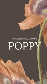 Floral hand drawn template vector with poppy background, remixed from public domain artworks