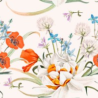 Floral seamless pattern background vector illustration, remixed from public domain artworks