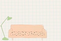 Sofa and lamp background vector cute home interior illustration