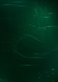 Green futuristic waves background psd with computer code technology