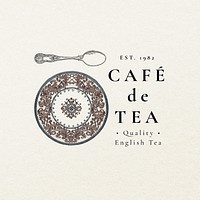 Aesthetic logo template psd for cafe set, remixed from public domain artworks