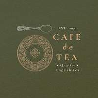 Aesthetic badge template psd for cafe set, remixed from public domain artworks