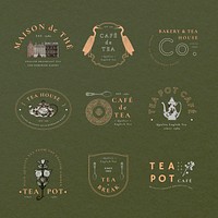 Editable vintage logo template psd for cafe set, remixed from public domain artworks