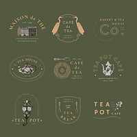 Cafe vintage badge template vector set, remixed from public domain artworks