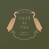 Editable vintage badge template psd for cafe set, remixed from public domain artworks