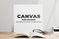 Square canvas mockup psd setting on work space