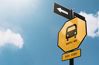 Street signs on blue sky background