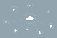 Cloud network system background vector for social media banner