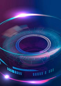 Optical lens technology background vector in purple and blue gradient