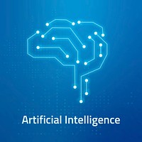 AI brain logo template psd in blue for tech company