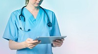 Female doctor using tablet medical technology