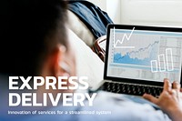 Express delivery financial technology with forex trading graph background