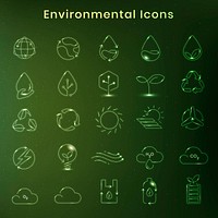 Environmental icon vector in green tone set