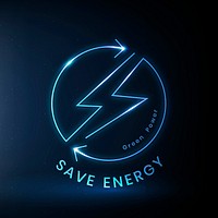 Save energy environmental logo vector with green power text