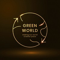 Global environmental logo psd with green world text