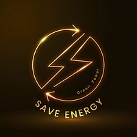 Save energy environmental logo vector with green power text