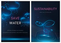 Environmental technology poster template vector set