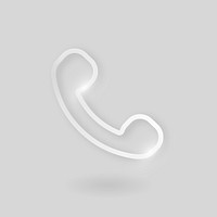 Phone call psd technology icon in silver on gray background