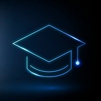 Graduation cap education icon psd blue digital graphic