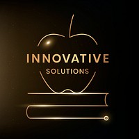 Innovative solutions logo template psd education technology with textbook graphic