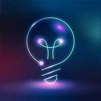 Light bulb education icon psd neon digital graphic